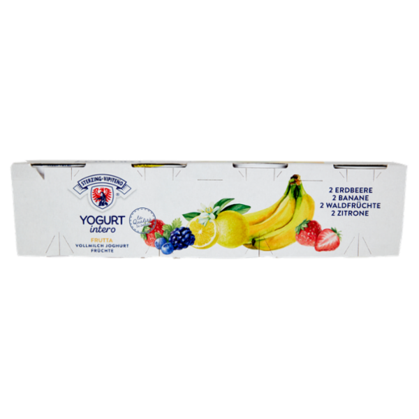 Sterzing Vipiteno Yogurt intero Frutta 2 Fragola, 2 Banana, 2 Frutti di Bosco, 2 Limone 8 x 125 g