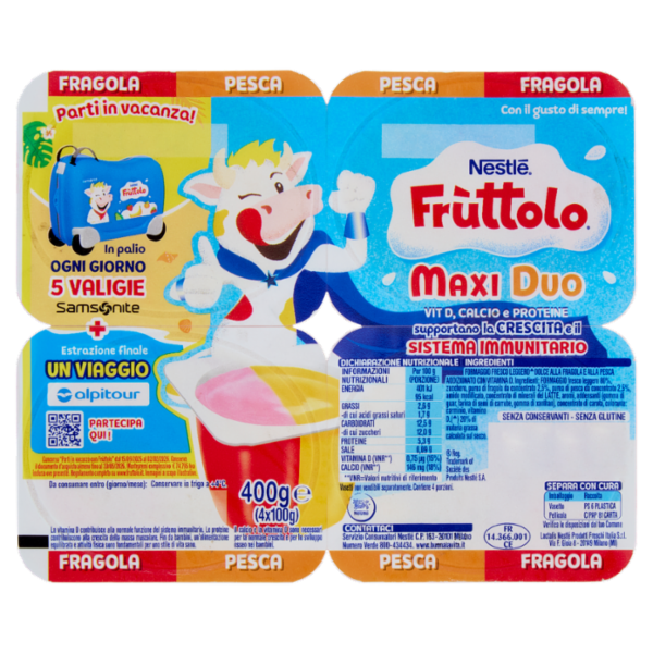 NESTLÉ FRUTTOLO Maxi Duo Fragola - Pesca 4 x 100 g