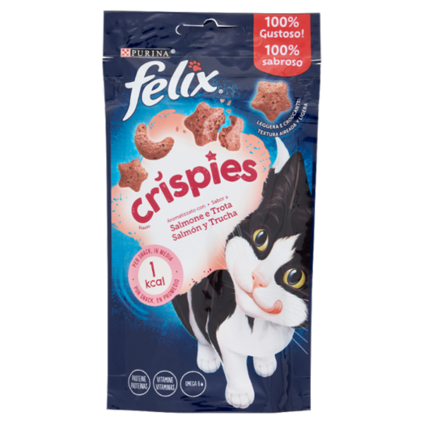 FELIX Crispies Snacks Aromatizzato con Salmone e Trota 45 g