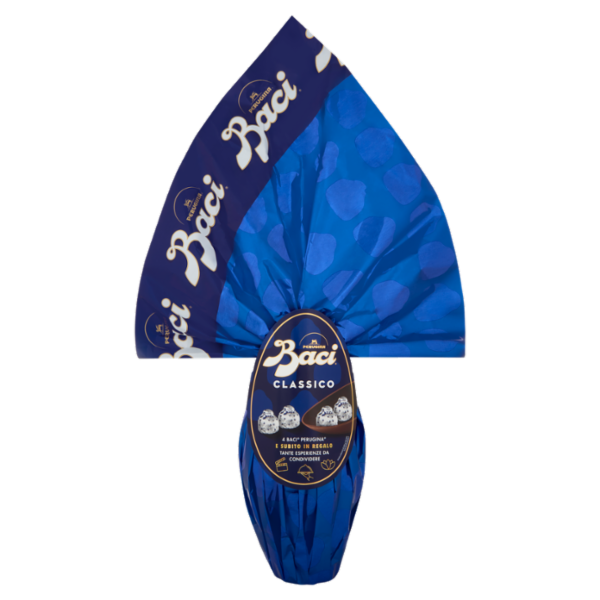 BACI PERUGINA Uovo Pasqua Cioccolato Fondente Extra con Sorpresa e 4 Cioccolatini 265g