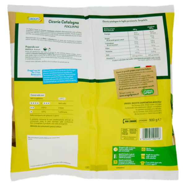 Orogel Cubello Cicoria Catalogna Foglia Più Surgelati 900 g