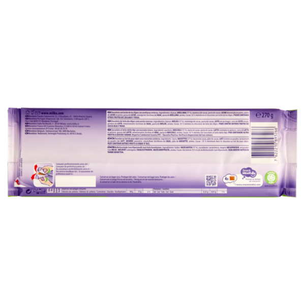 Milka Mmmax, maxi tavoletta di cioccolato al latte 100% alpino con nocciole intere - 270g