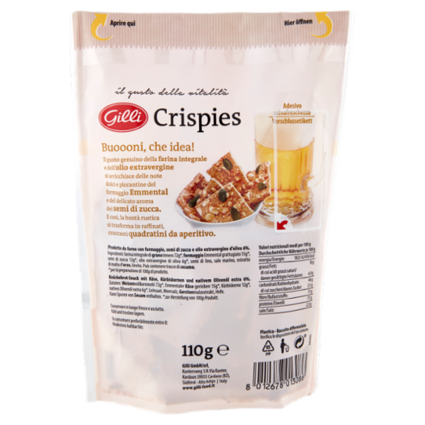 Gilli Crispies formaggio e semi di zucca 110 g