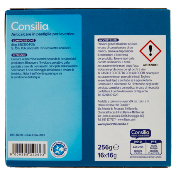 Consilia Anticalcare per Lavatrice Pastiglie 16x16 g