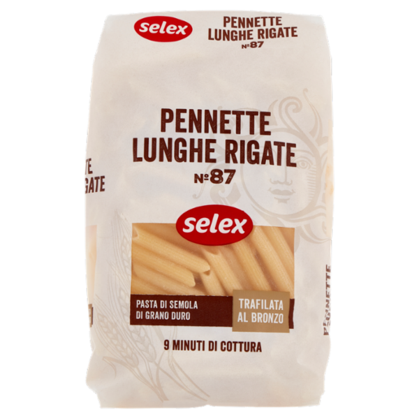 Selex Pasta di Semola Trafilata al Bronzo Pennette Lunghe Rigate 500 g