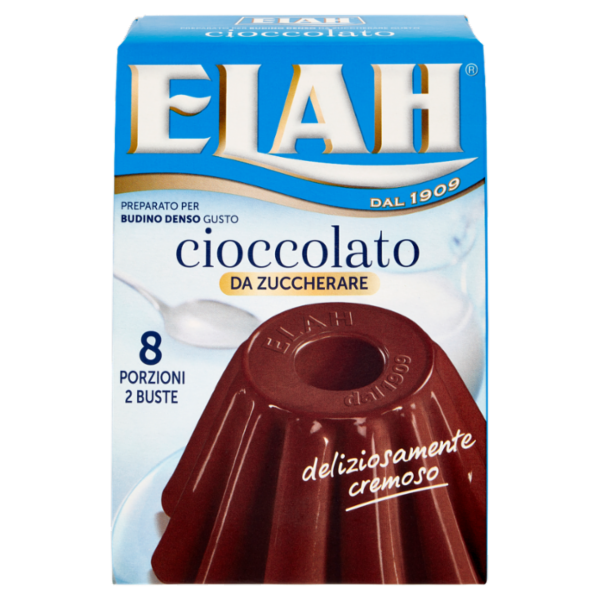 Elah Preparato per Budino Denso Gusto cioccolato da Zuccherare 2 x 49 g