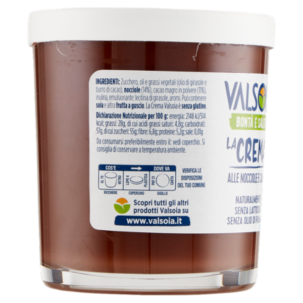 Valsoia Bontà e Salute la Crema alle Nocciole e Cacao 200 g