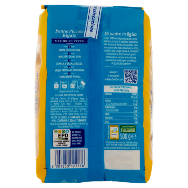 De Cecco Penne Piccole Rigate n°177 500 g