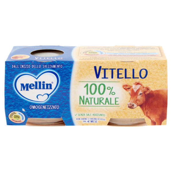 Mellin Vitello 100% Naturale Omogeneizzato 2 x 80 g