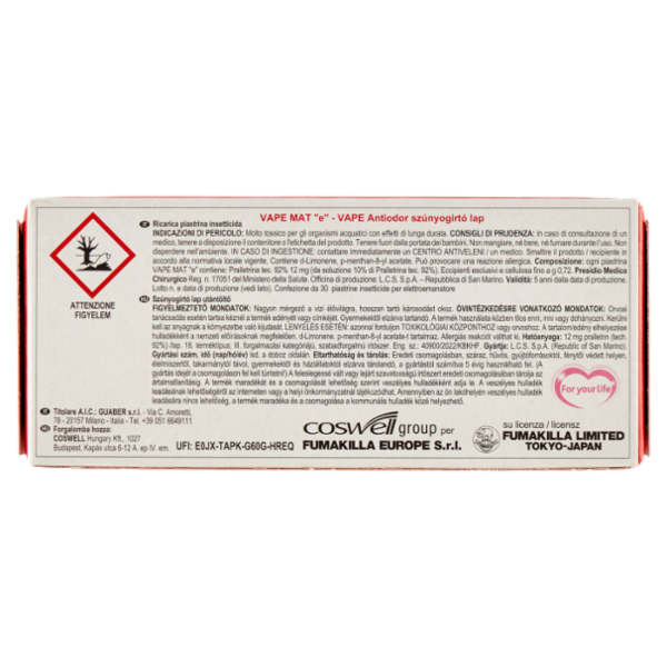 VAPE Piastrine Antiodore 30 pz