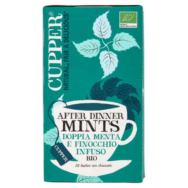 CUPPER After Dinner Mints Infuso Biologico Doppia Menta e Finocchio, Tisana Digestiva 20 Bustine 38g