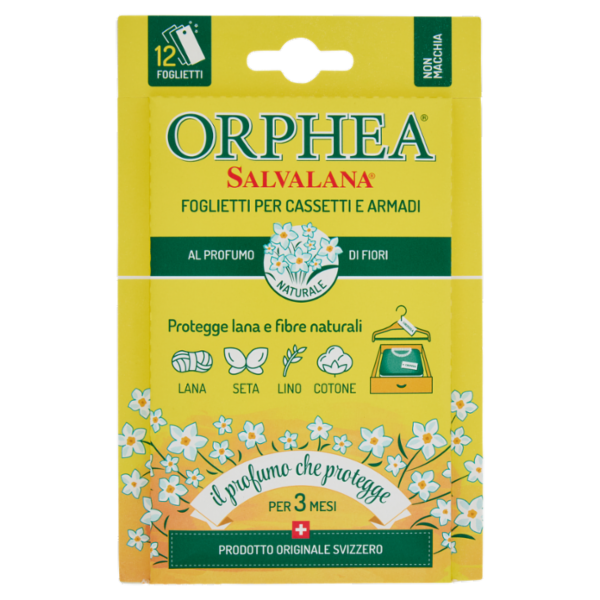 Orphea Salvalana Foglietti per Cassetti e Armadi al Profumo di Fiori 12 pz