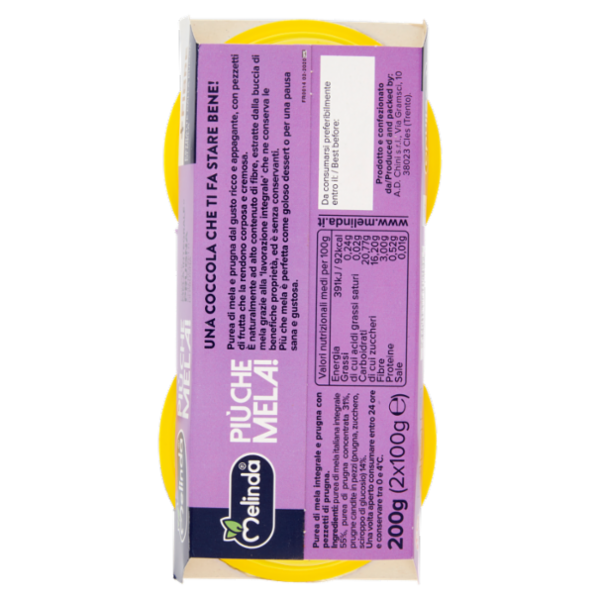 Melinda Più che Mela! Mousse di Golden Delicious e Prugna con Pezzi di Prugna 2 x 100 g