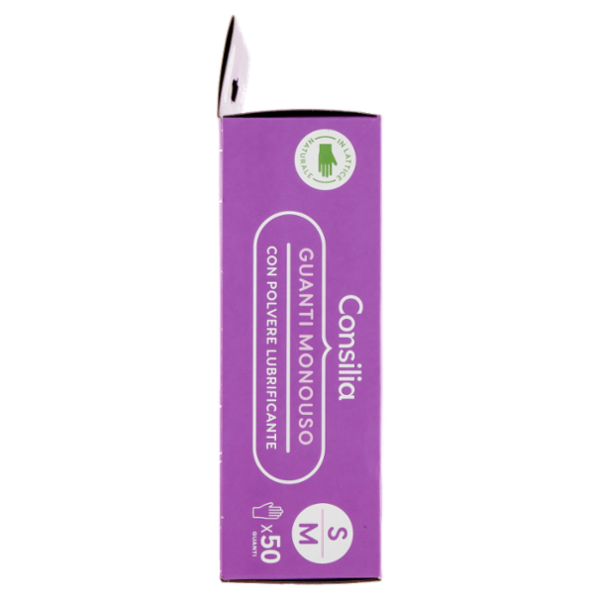 Consilia Guanti monouso in lattice naturale con polvere lubrificante Taglia S/M 50pz