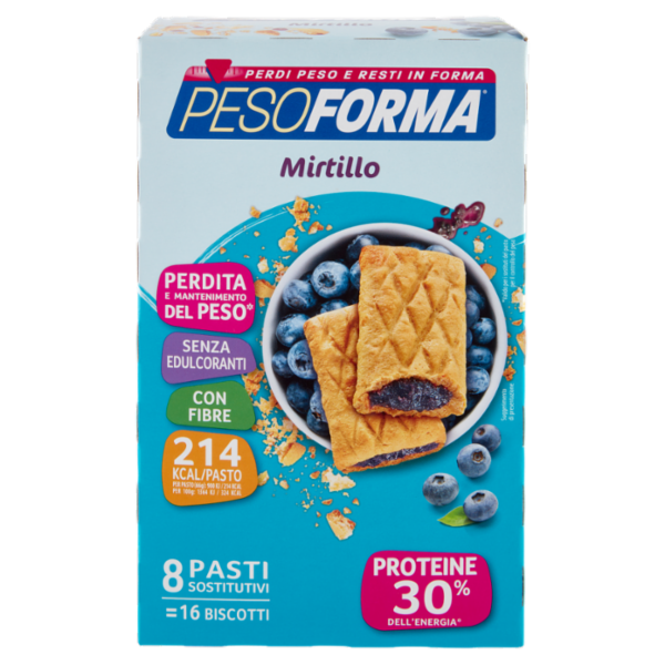 Pesoforma Biscotti gusto Mirtillo, sostitutivo del pasto per perdita e controllo del peso, 16 x 33g
