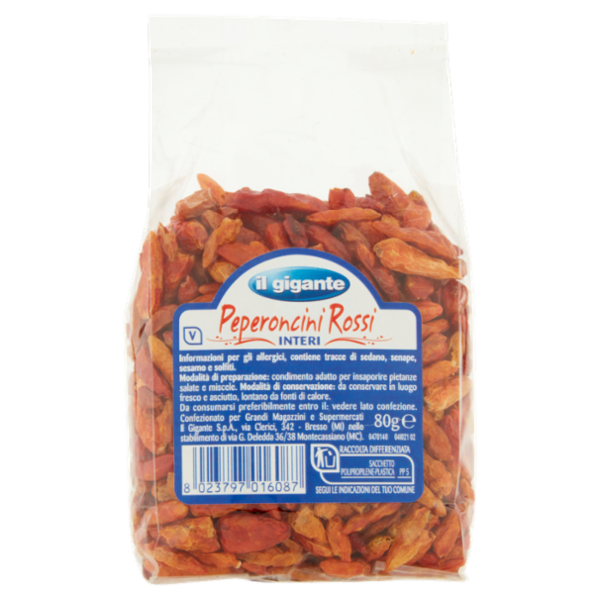 IL GIGANTE Peperoncini Rossi Interi 80 g