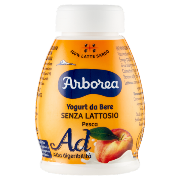 Arborea Ad Alta digeribilità Yogurt da Bere Senza Lattosio Pesca 200 g