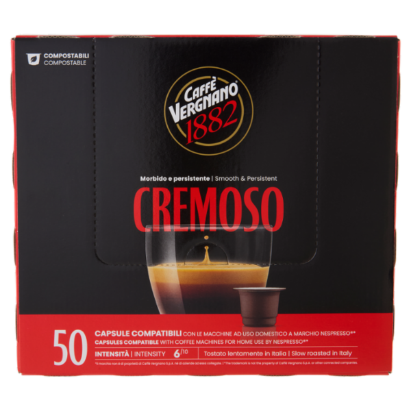 Caffè Vergnano 1882 Èspresso1882 Cremoso Compostabile** Capsule Compatibili Nespresso* 50 x 5 g
