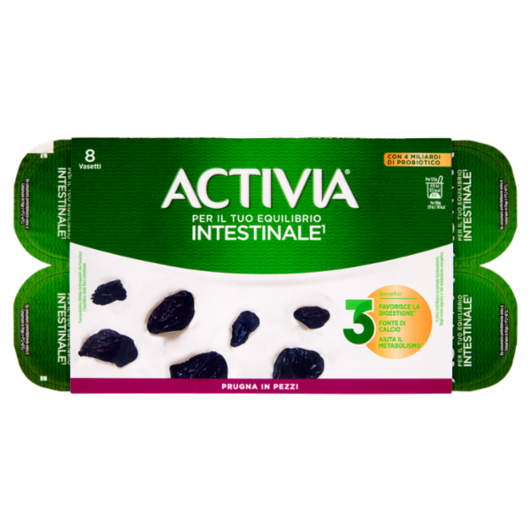 ACTIVIA Yogurt con Probiotico Bifidus, gusto Prugna, 8x125g