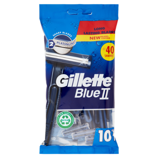 Gillette Blue II Rasoio da Uomo Usa e Getta a 2 Lame, 10 Rasoi