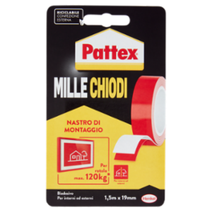 PATTEX Millechiodi Nastro Biadesivo 19mmx1,5m