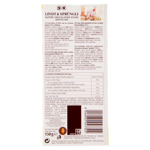 Lindt Creation Tavoletta Cioccolato al latte Limone 150 g