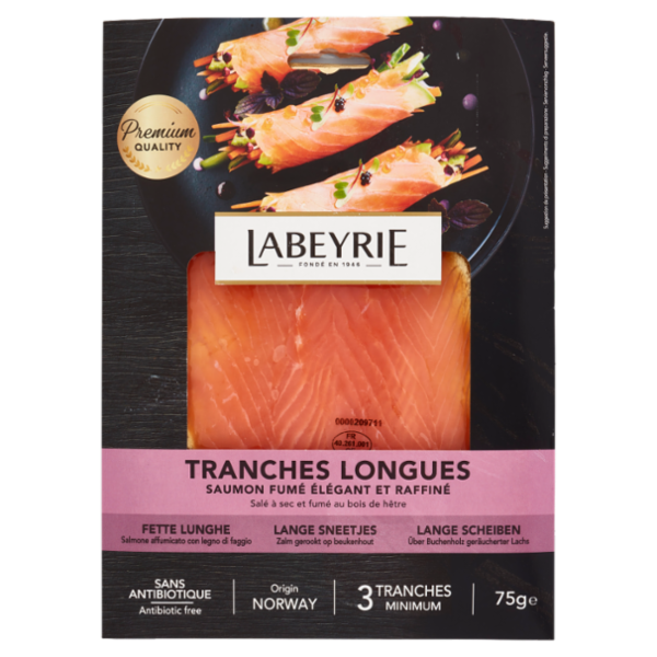 Labeyrie Salmone affumicato Fette Lunghe, 100% Senza Antibiotici 75 g