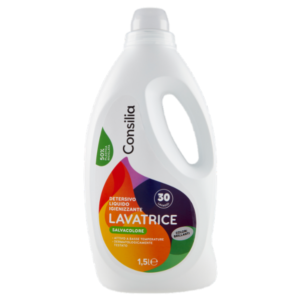 Consilia Detersivo per Lavatrice Liquido Salvacolore 30 Lavaggi 1,5 L