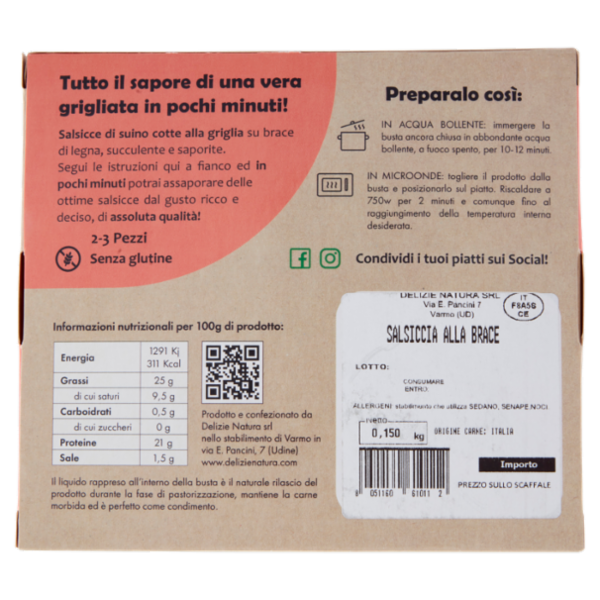Delizie Natura Salsiccia alla brace 0,150 kg