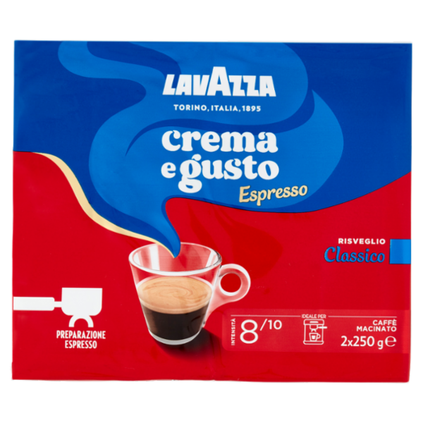 Lavazza Crema e Gusto Espresso Classico Caffè Macinato 2 x 250 g