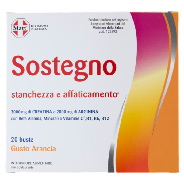 Matt Divisione Pharma Ricarica Sostegno stanchezza e affaticamento Gusto Arancia 20 buste 160 g