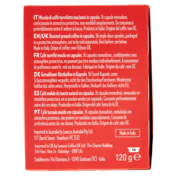 Lavazza A Modo Mio Qualità Rossa Ristretto 16 Capsule 120 g