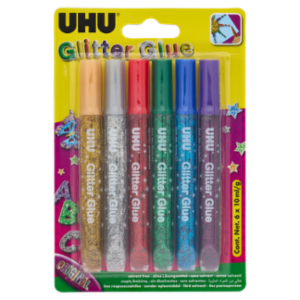 UHU Glitter Glue 6 x 10 Ml
