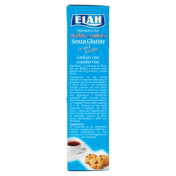 Elah Senza Glutine Preparato per muffins e cookies con cranberries 190 g