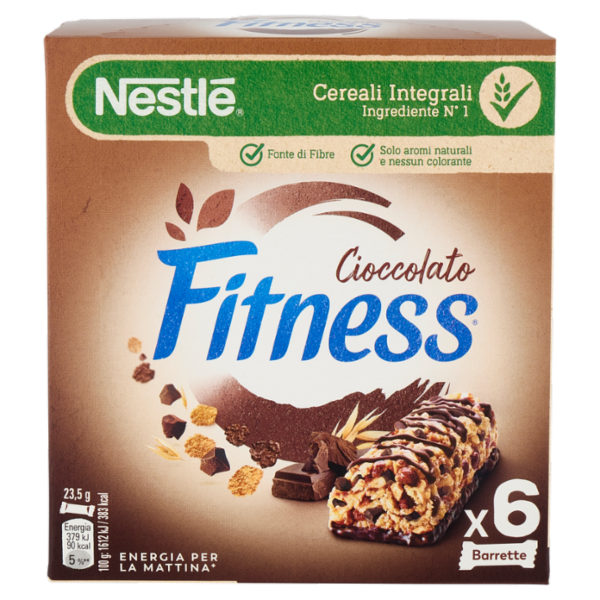 FITNESS Chocolate Barrette Cereali Integrali con Cioccolato 6 pezzi da 23,5 g