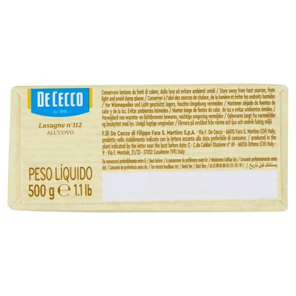 De Cecco Lasagne n°112 all'Uovo 500 g