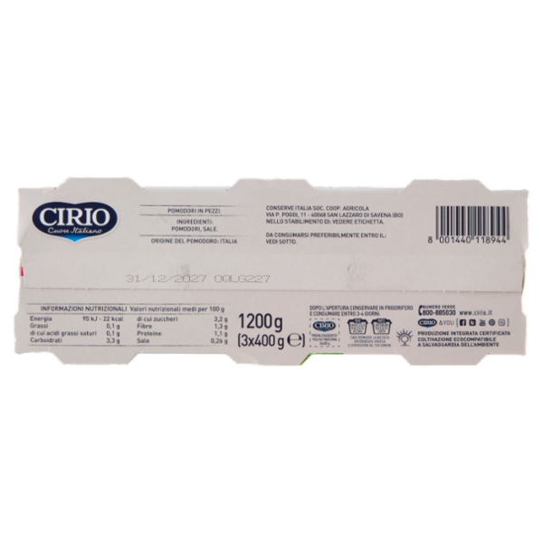 Cirio i Classici dal 1856 Polpa Finissima 3 x 400 g