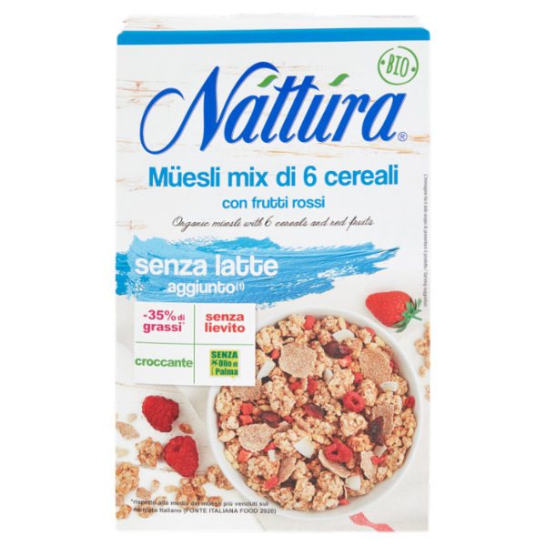 Náttúra Müesli mix di 6 cereali con frutti rossi Bio 300 g
