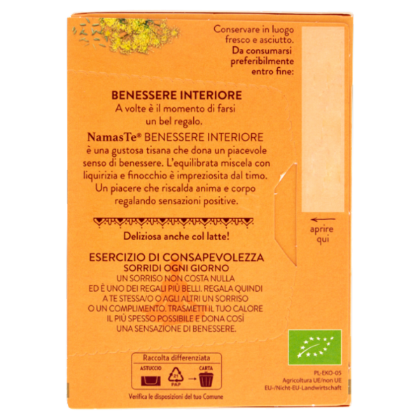 Pompadour NamasTe Tisana Ayurvedica Biologica Benessere Interiore 15 x 1,8 g