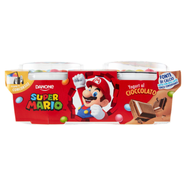 Danone Super Mario, Yogurt gusto Cioccolato con Confettini, 2x110g