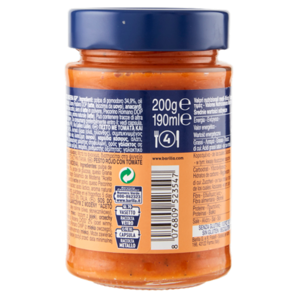 Barilla Pesto Rosso Aceto Balsamico Modena Condimento e Sugo per Pasta 200 g