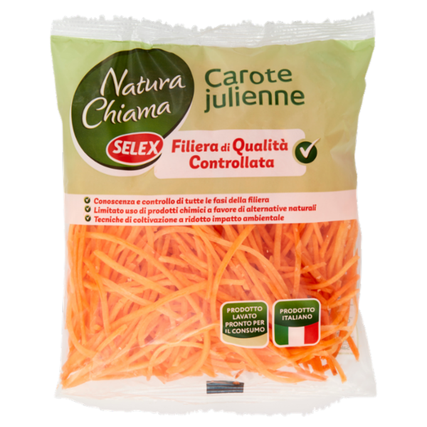 Selex Natura Chiama Carote Julienne Lavate e Pronte per il Consumo 200 g
