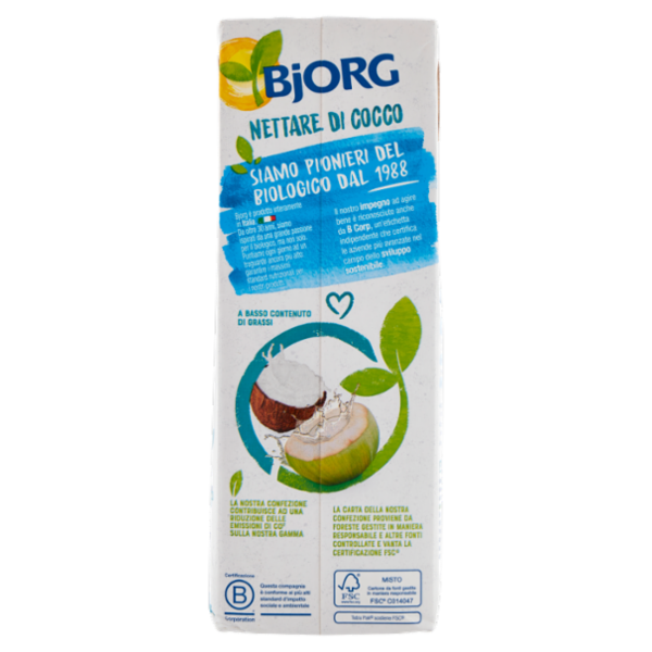 BJORG Nettare di Cocco Bevanda Vegetale Bio, Acqua di Cocco e Latte di Cocco, Prodotto in Italia, 1L