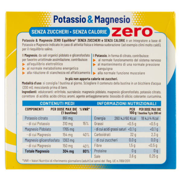 equilibra Potassio & Magnesio zero Senza Zuccheri - Senza Calorie 14 x 7 g