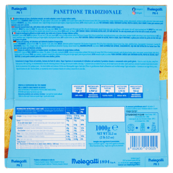 Melegatti 1894 Panettone Tradizionale 1000 g