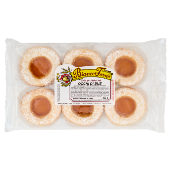 BiancoForno Occhi di Bue di pasta frolla con il 30% di confettura di albicocca 300 g