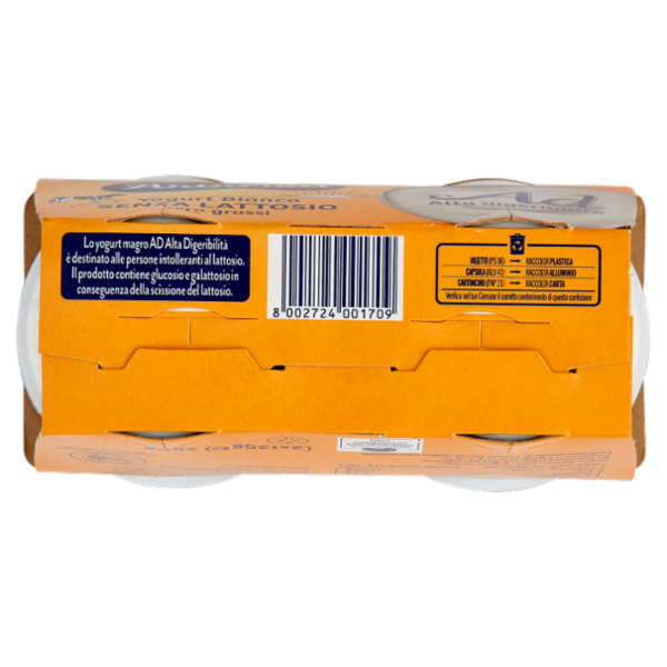 Arborea Ad Alta digeribilità Yogurt Bianco Senza Lattosio zero grassi 2 x 125 g