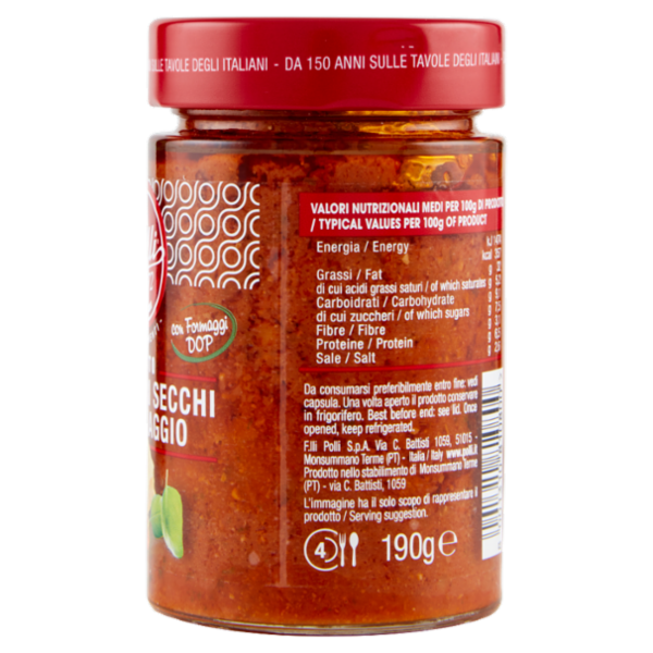Polli I Condimenti Pesto Pomodori Secchi e Formaggio 190 g
