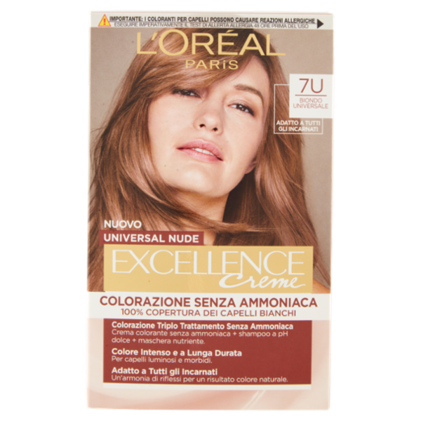 L'Oreal Paris Colorazione permanente senza ammoniaca, Riflesso Universale, Biondo 7U
