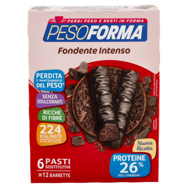 Pesoforma Fondente Intenso, sostitutivo del pasto ricco di fibre, 224 kcal per pasto, 12 x 31 g